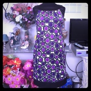 Dress Barn Purple Circle Polka Dot Dress, size 4-6